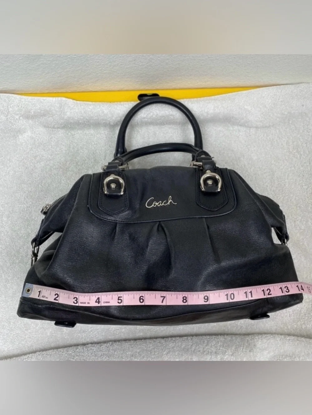 Coach Womens Black Leather Silver Hardware Satchel Classic Bag Purse Streetwear